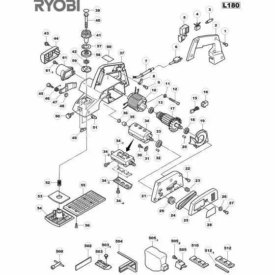 Ryobi L180 Spare Parts List Type: 1000017480